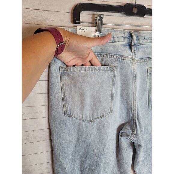 KANCAN HIGH RISE DISTRESSED BOYFRIEND LIGHT WASH JEANS, SZ 31x28 - Picture 8 of 15